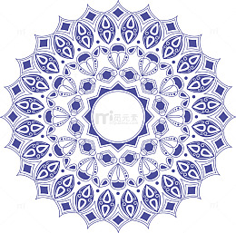 深蓝色曼陀罗花纹