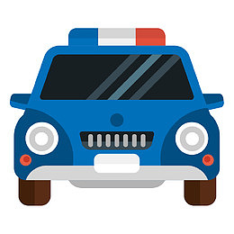 卡通深蓝色交警车