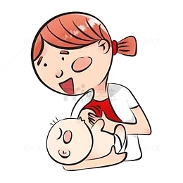卡通宝宝吃母乳