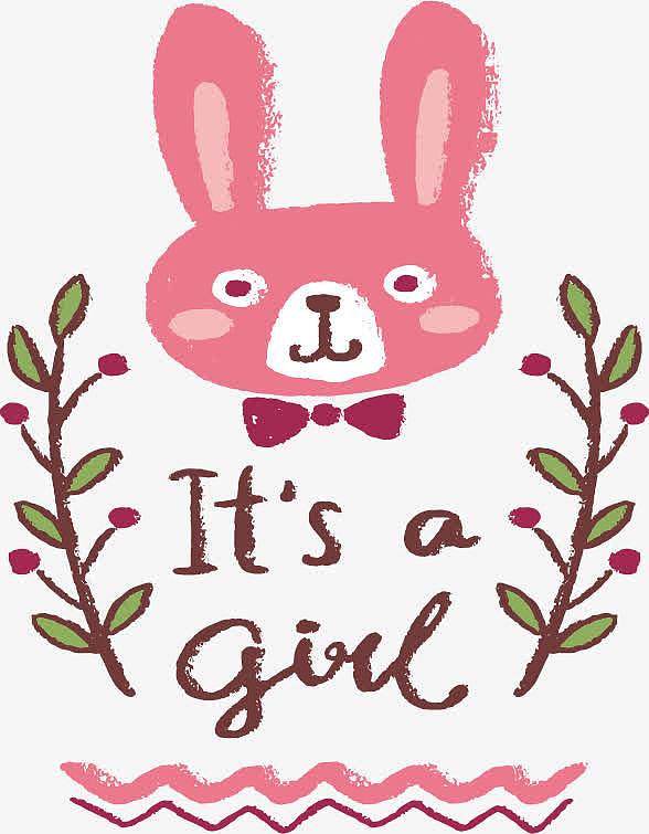 粉色手绘小兔子