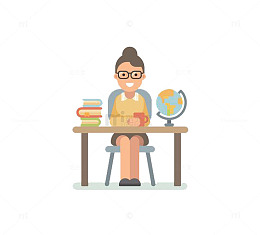 扁平化女孩插画