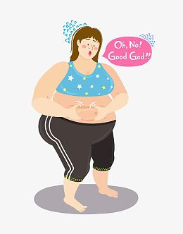 卡通插图大肚腩的胖女孩