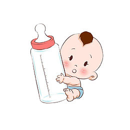 抱着奶瓶要喝奶的宝宝
