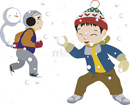 打雪仗的男孩