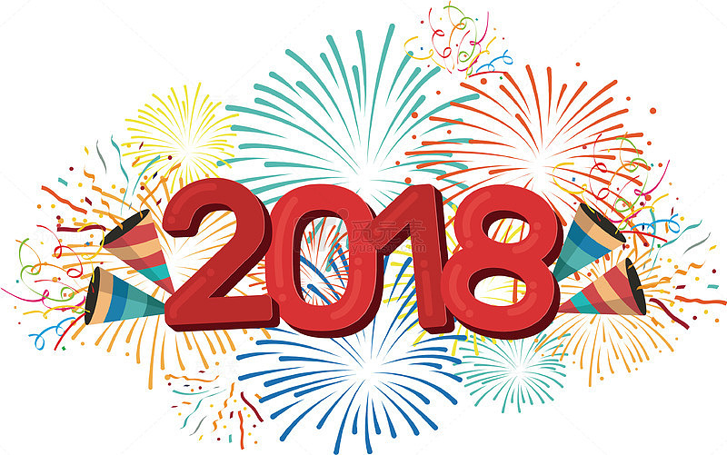 手绘2018美丽烟花