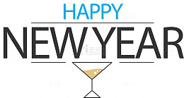 手绘新年快乐节日庆祝字体标签