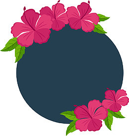 枚红色花朵装饰标题框