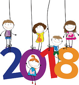 矢量卡通2018小朋友艺术字