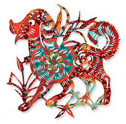 卡通瑞狗印花剪纸png图