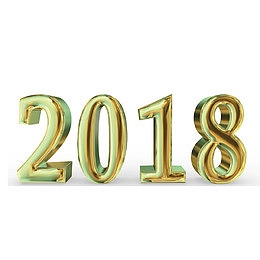 金色立体2018字体设计