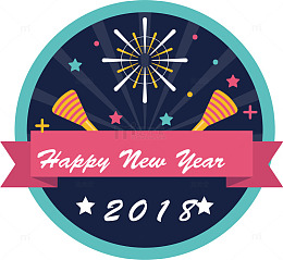 新年2018糖果色圆形标签