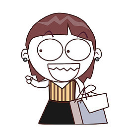 简约可爱的疯狂的购物女PNG