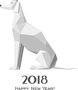 矢量卡通手绘立体多边形狗