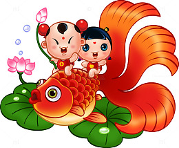 童子龙女春节大吉贺岁金玉满堂