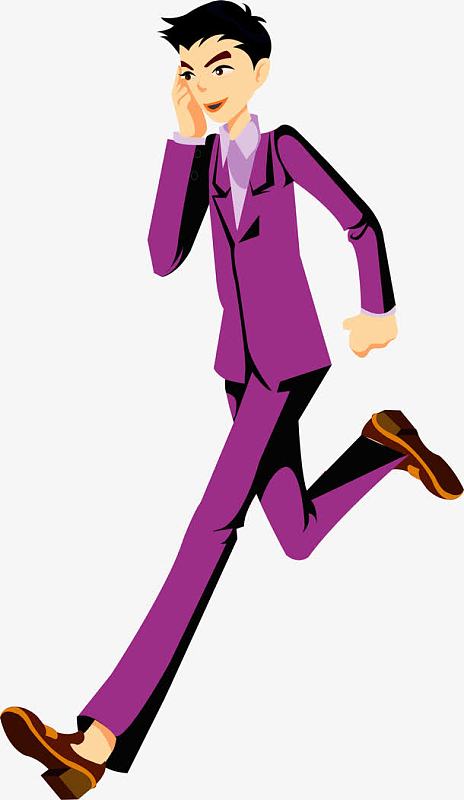 卡通手绘商务人士焦急上班