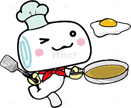 馒头人煎鸡蛋卡通透明底png