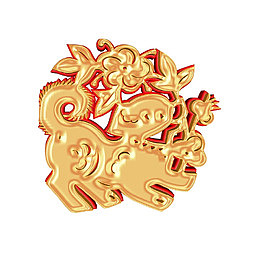 鎏金小狗窗花免抠图