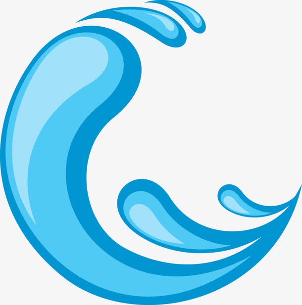 卡通激荡的蓝色浪花图素材免费下载_觅元素