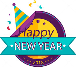 卡通时尚新年标签图案