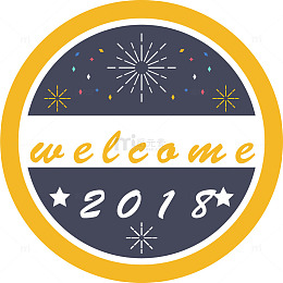 新年2018糖果色圆形标签