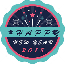 卡通时尚优质新年标签