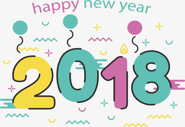 彩色卡通新年艺术字