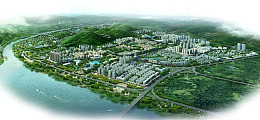 被河流树林包围着的城市
