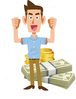 矢量人物素材有钱人与金钱