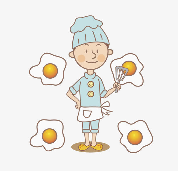 煎荷包蛋的厨师免抠图