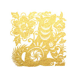金色中国风狗年创意剪纸图案