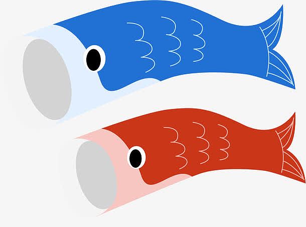 红蓝两色鲤鱼旗图案