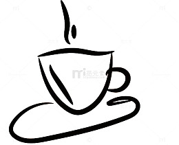 手绘黑色线条热茶杯