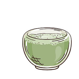 手绘绿色茶水