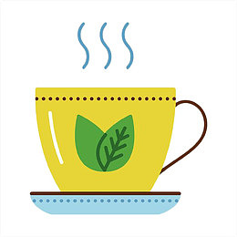 手绘黄色简约热茶杯