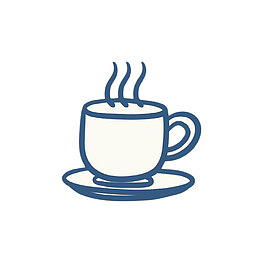 手绘蓝色线条茶杯