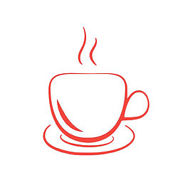 红色手绘线条茶杯