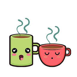 手绘彩色茶杯