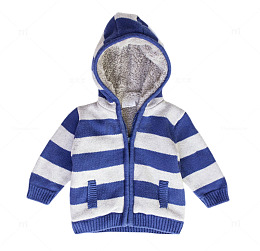 蓝白色童装保暖衣服棉袄实物