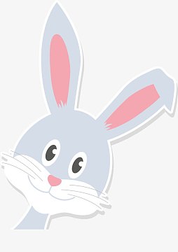 灰色大耳朵复活节兔子