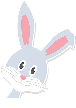 灰色大耳朵复活节兔子