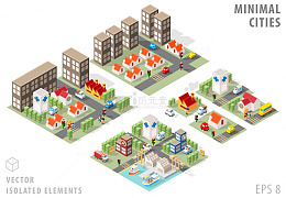 矢量城市住房效果图