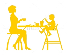 大人和小孩一起吃饭