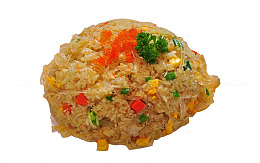 鱼子海蜇玉米萝卜粒青豆葱花炒饭