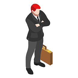 抱拳的男士和皮箱