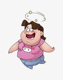 卡通人物胖肥女孩头晕元素