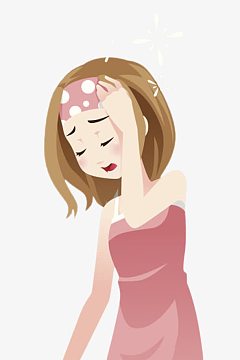 卡通人物小女孩头晕元素