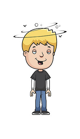 卡通人物小男孩头晕元素