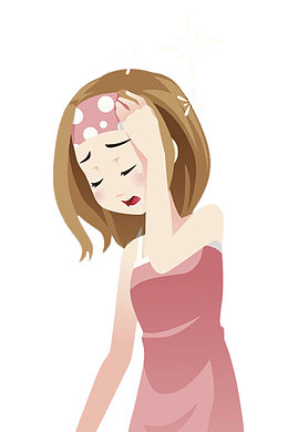 卡通人物小女孩头晕元素