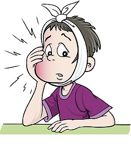 插图男孩脸肿病痛