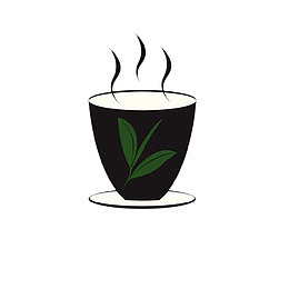 手绘黑色茶杯